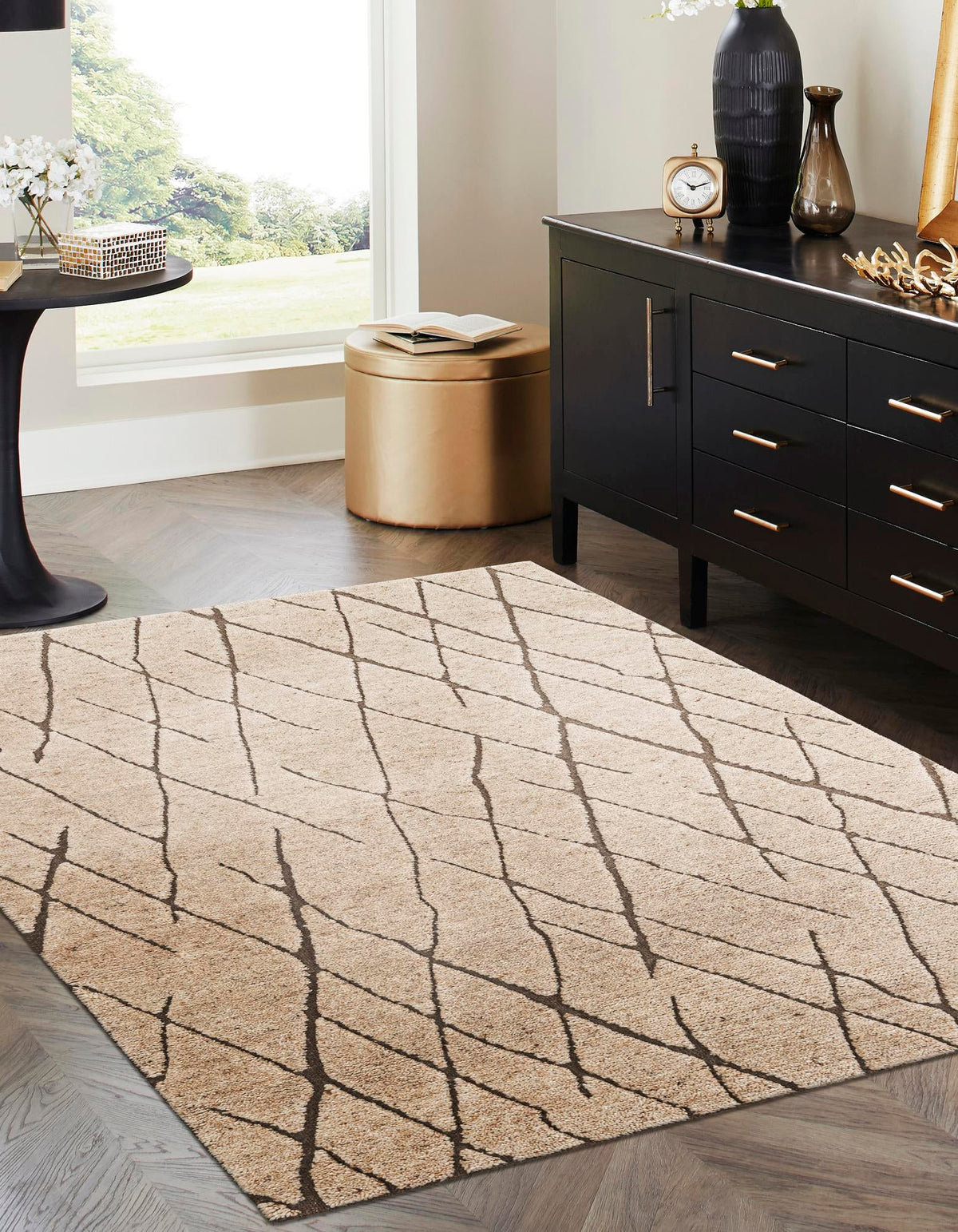Sahara Berber Wool Collection Area Rug - Marrakesh Rectangle Camel Brown  lifestyle 4