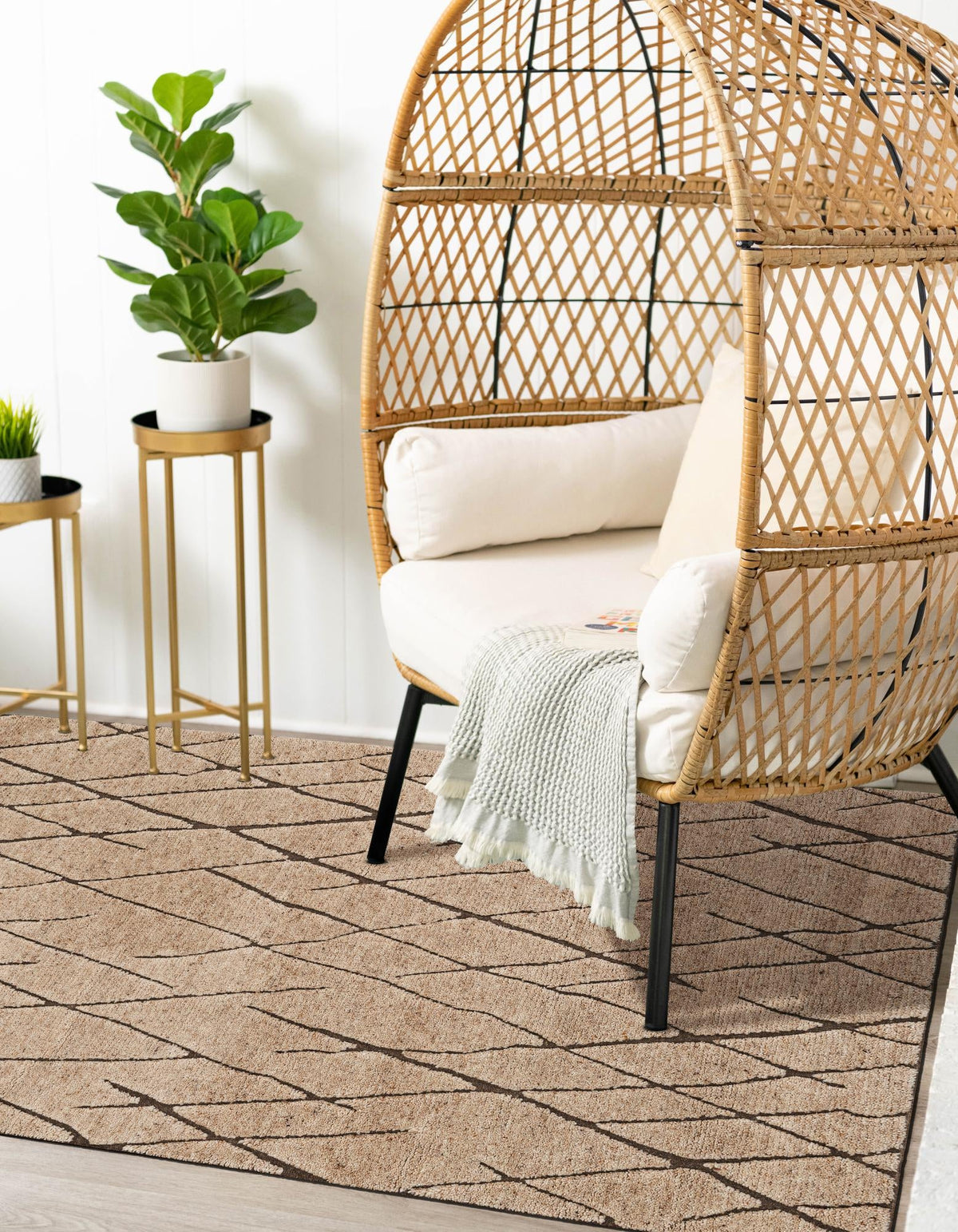 Sahara Berber Wool Collection Area Rug - Marrakesh Rectangle Camel Brown  lifestyle 28