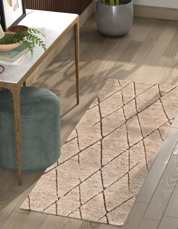 Sahara Berber Wool Collection Area Rug - Marrakesh Runner Camel Brown  lifestyle 96
