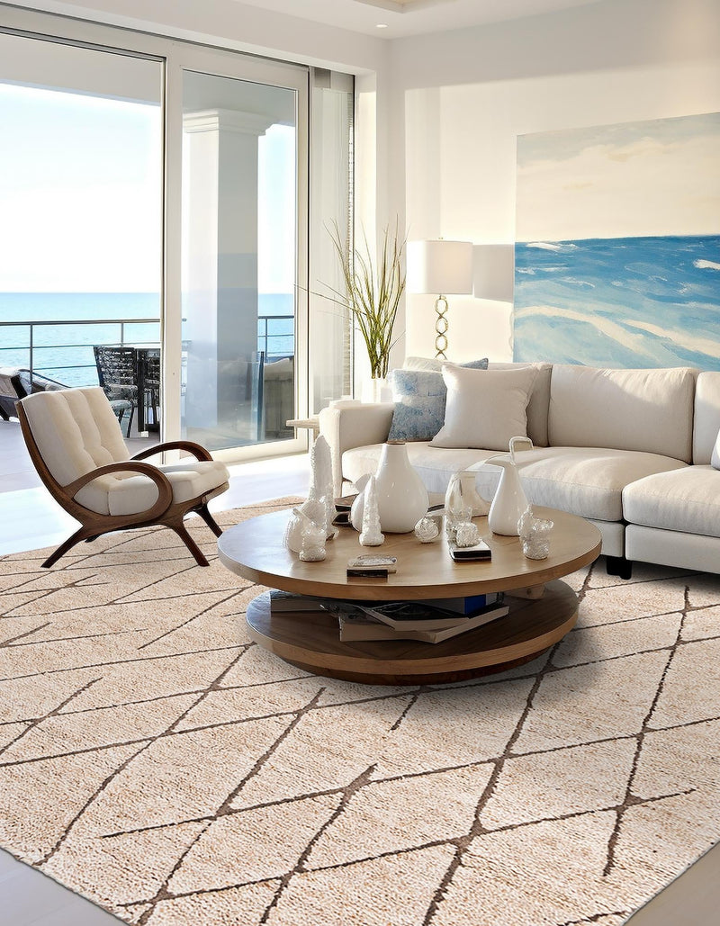 Sahara Berber Wool Collection Area Rug - Marrakesh Square Camel Brown  lifestyle 71