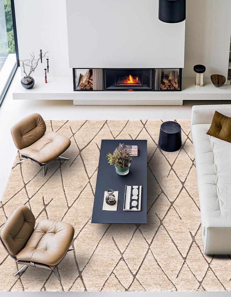 Sahara Berber Wool Collection Area Rug - Marrakesh Square Camel Brown  lifestyle 89