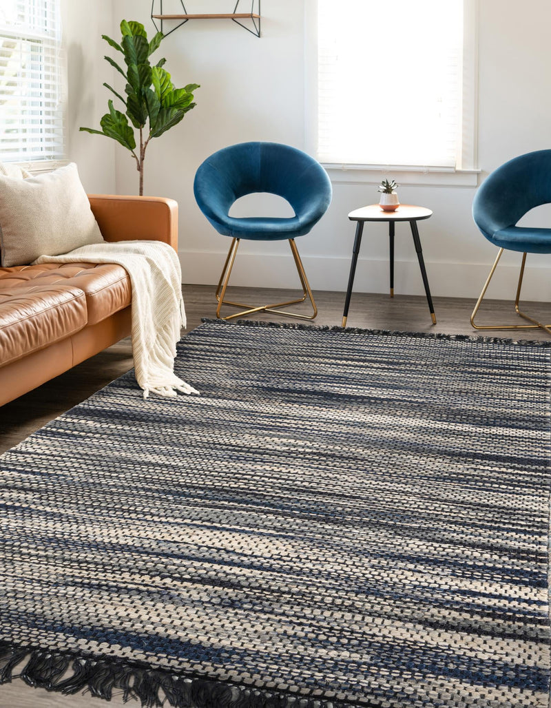 Savannah Jute Collection Area Rug - Nantucket Rectangle Navy Blue and Ivory  lifestyle 3