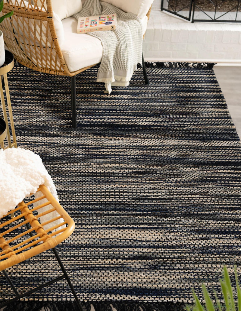 Savannah Jute Collection Area Rug - Nantucket Rectangle Navy Blue and Ivory  lifestyle 7