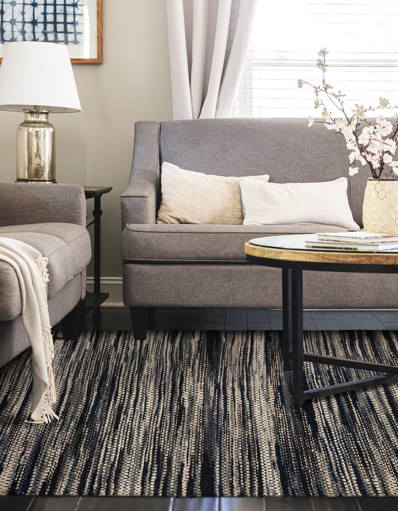 Savannah Jute Collection Area Rug - Nantucket Rectangle Navy Blue and Ivory  lifestyle 9