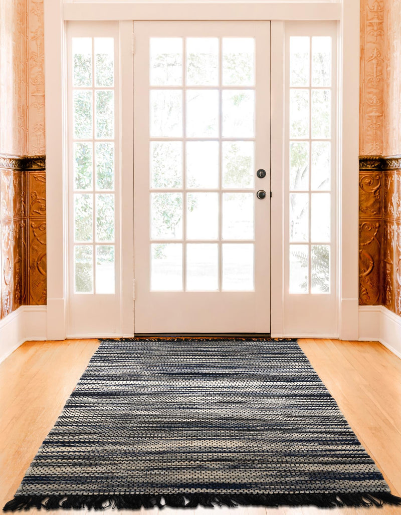 Savannah Jute Collection Area Rug - Nantucket Rectangle Navy Blue and Ivory  lifestyle 15