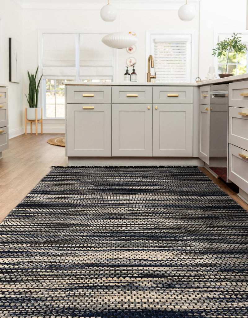 Savannah Jute Collection Area Rug - Nantucket Rectangle Navy Blue and Ivory  lifestyle 19