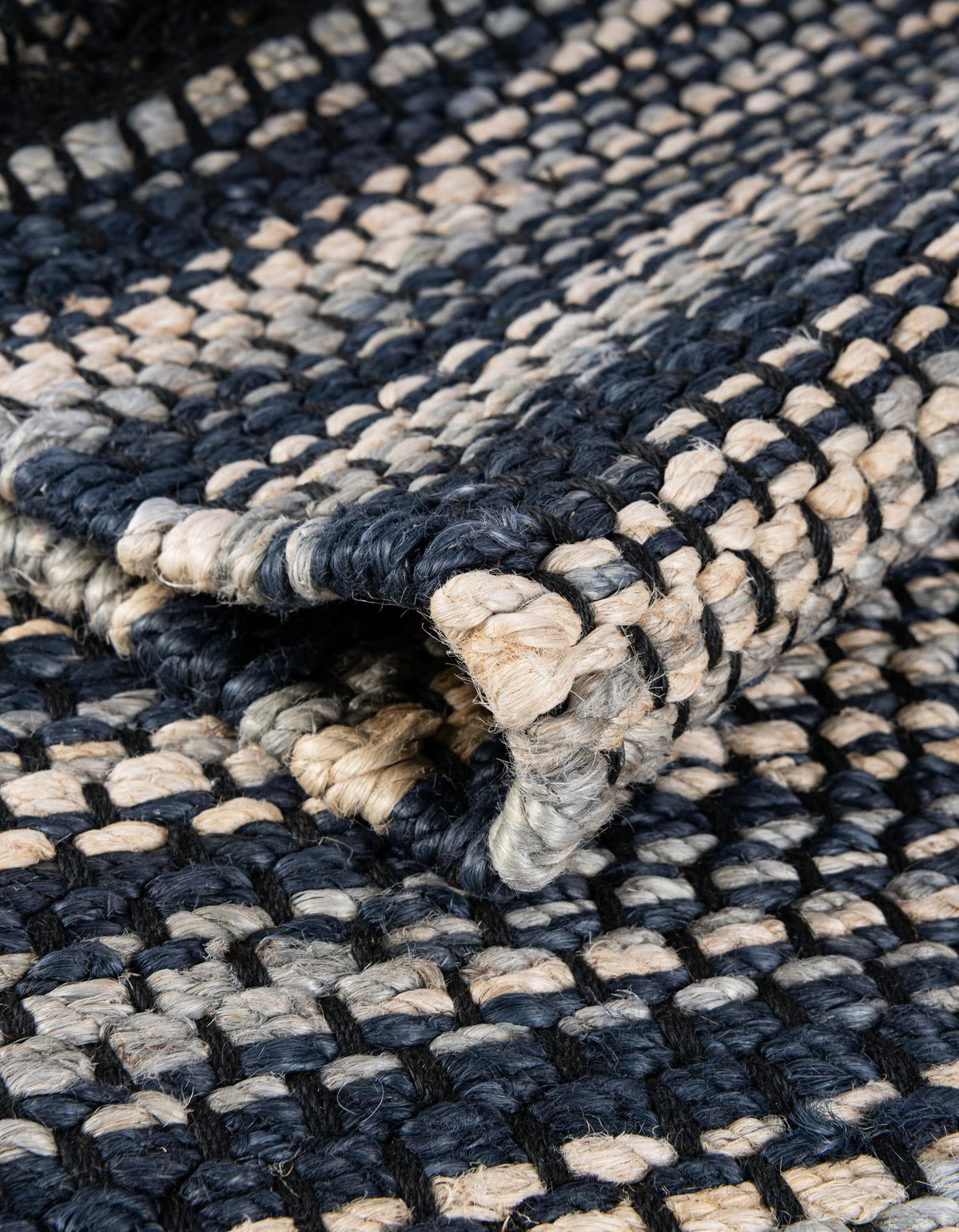 Savannah Jute Collection Area Rug - Nantucket Runner Navy Blue and Ivory  lifestyle 61
