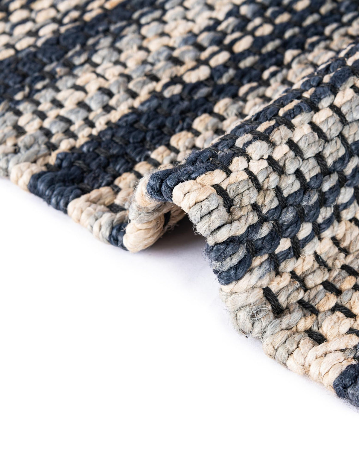 Savannah Jute Collection Area Rug - Nantucket Runner Navy Blue and Ivory  lifestyle 69