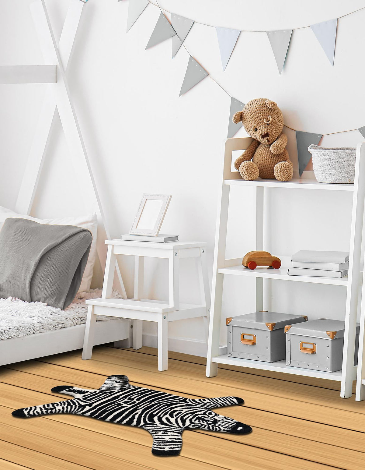 Whimsy Wonders Wool Collection Area Rug -  Galaxy Rectangle Black and White  lifestyle 3