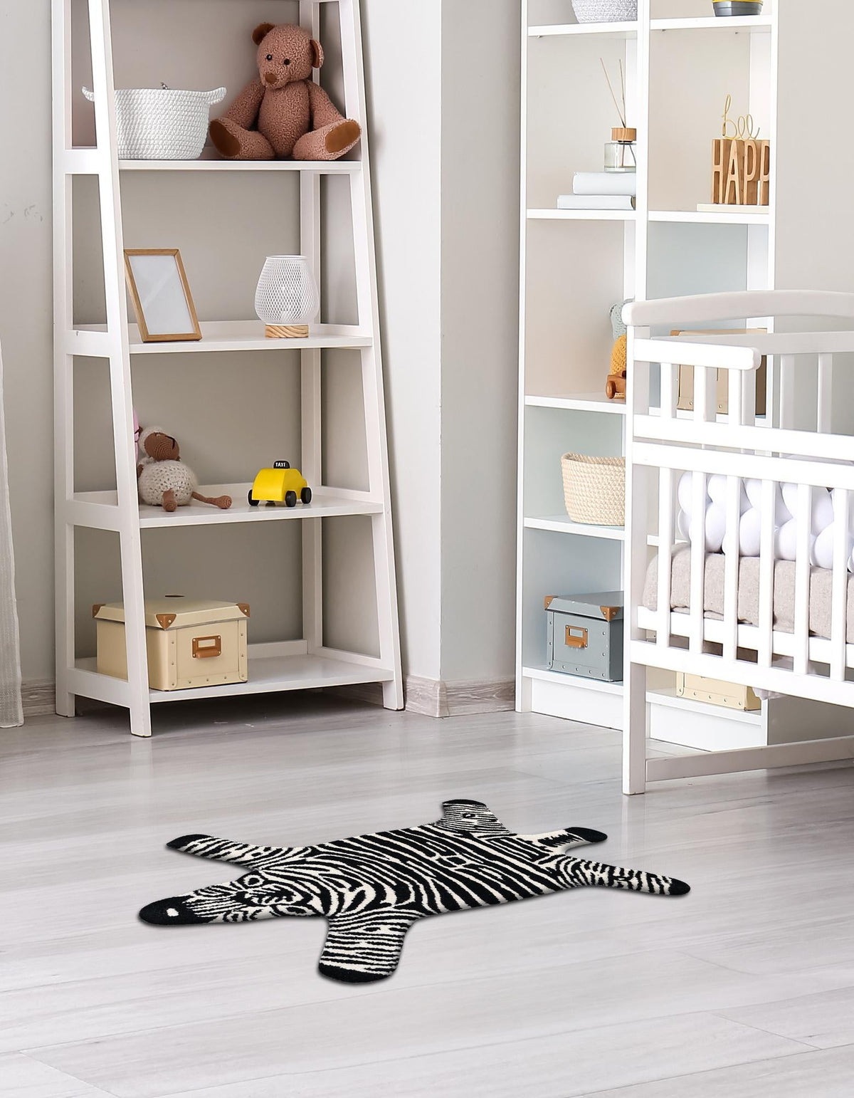 Whimsy Wonders Wool Collection Area Rug -  Galaxy Rectangle Black and White  lifestyle 4