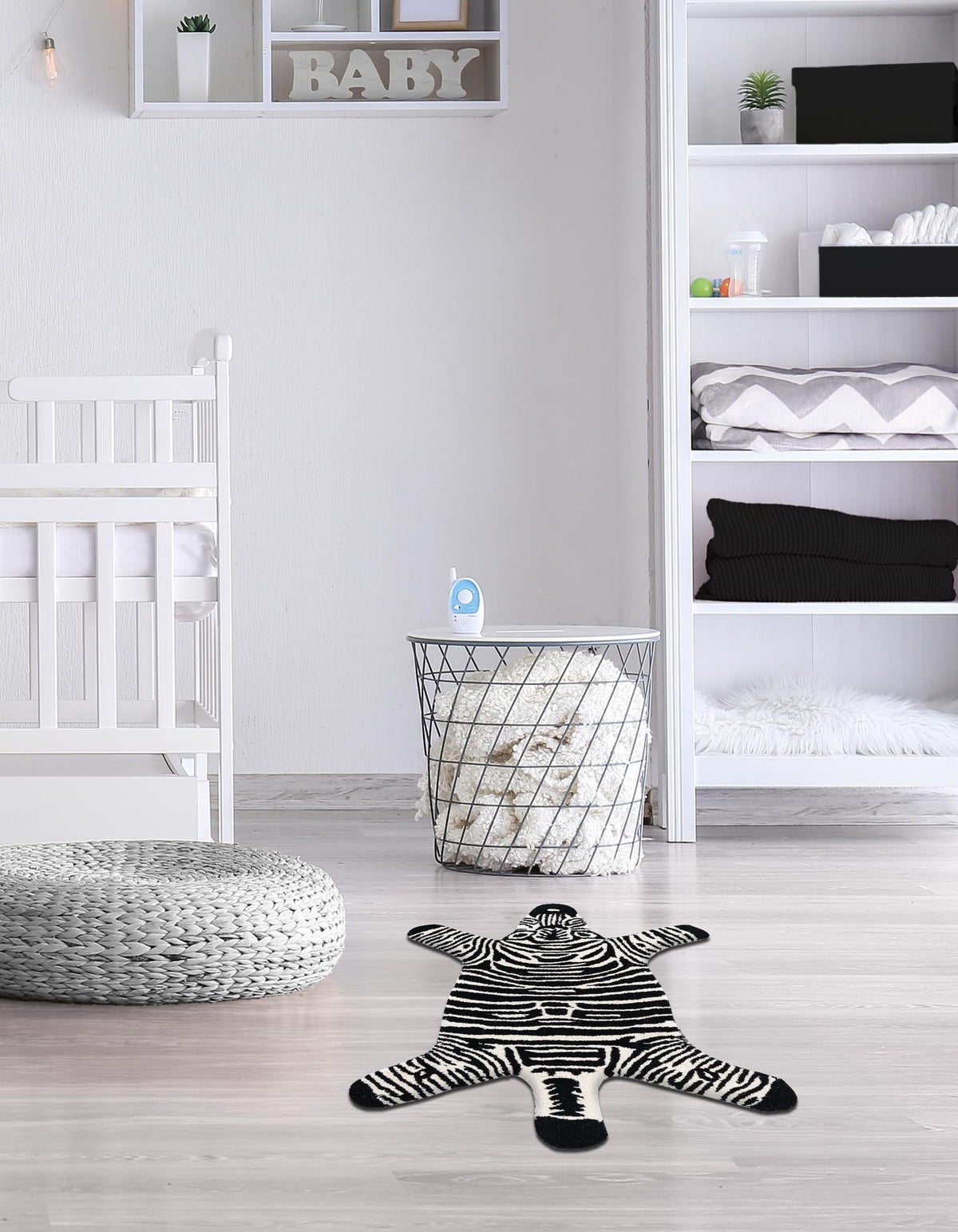 Whimsy Wonders Wool Collection Area Rug -  Galaxy Rectangle Black and White  lifestyle 7