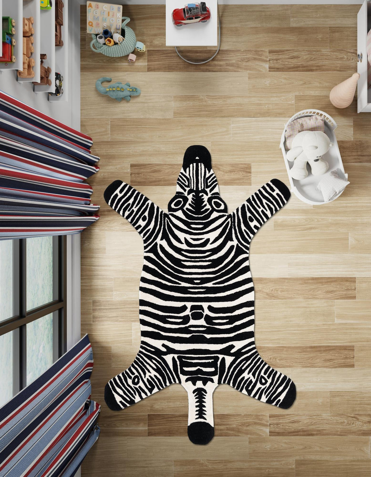 Whimsy Wonders Wool Collection Area Rug -  Galaxy Rectangle Black and White  lifestyle 11