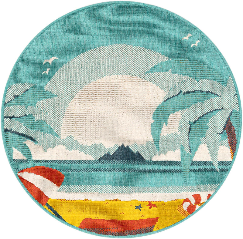 Seaside Haven Rugs Collection Area Rug -  Dockside Round Multi  lifestyle 23
