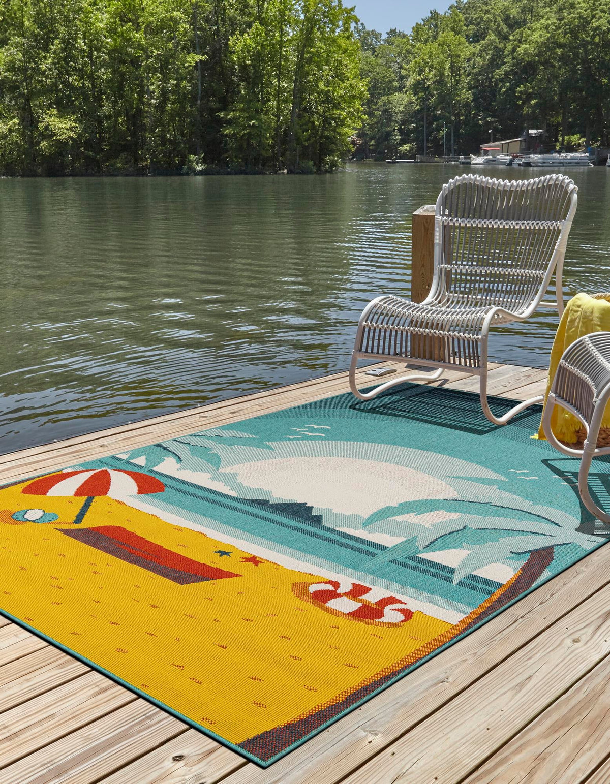 Seaside Haven Rugs Collection Area Rug -  Dockside Rectangle Multi  lifestyle 3