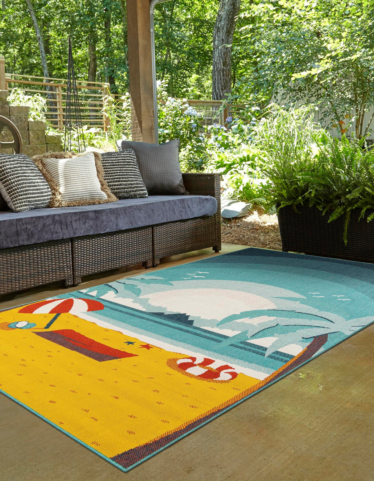 Seaside Haven Rugs Collection Area Rug -  Dockside Rectangle Multi  lifestyle 4