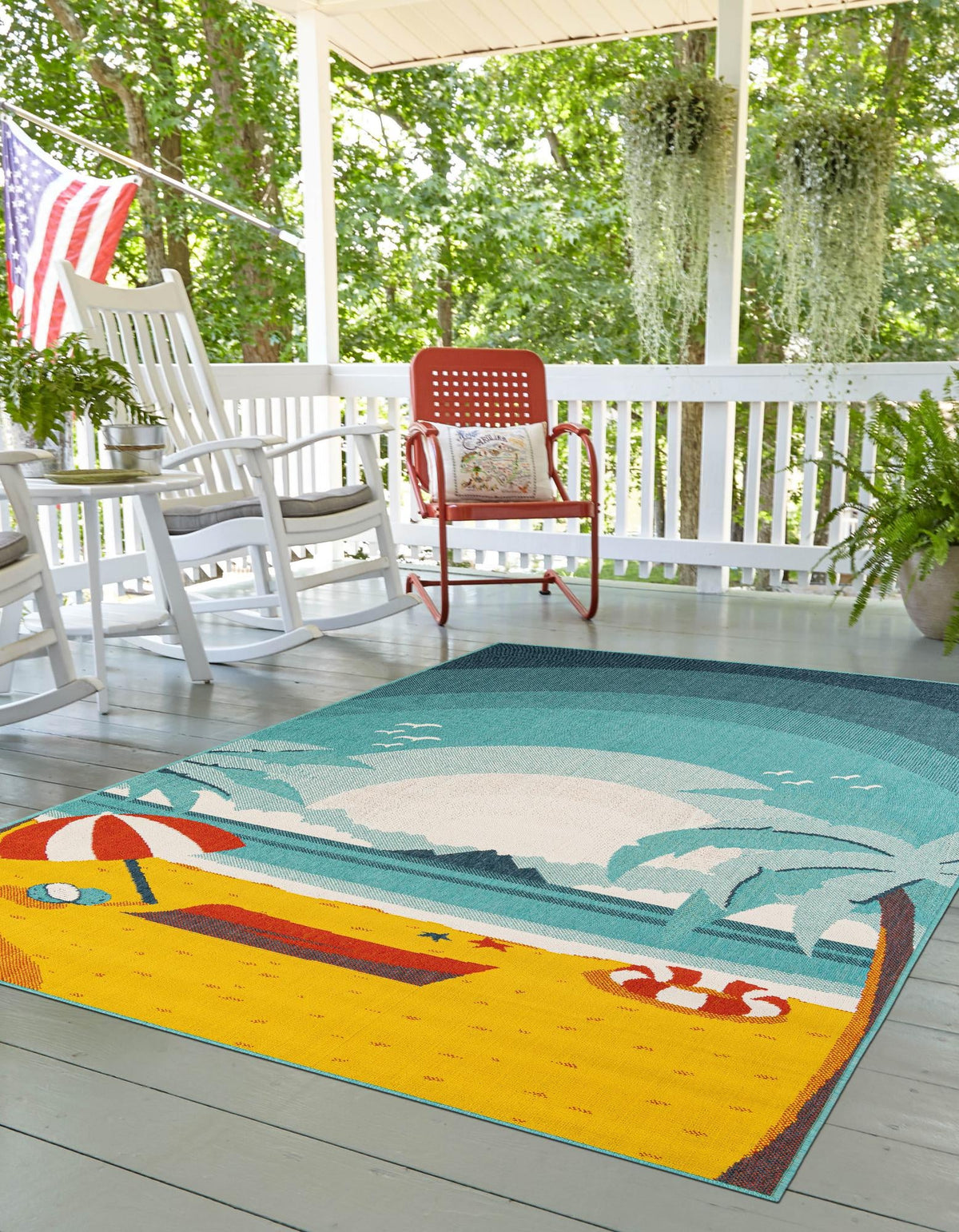Seaside Haven Rugs Collection Area Rug -  Dockside Rectangle Multi  lifestyle 6