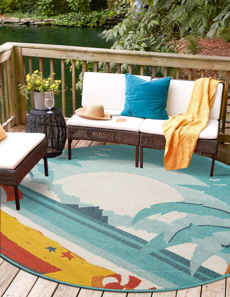 Seaside Haven Rugs Collection Area Rug -  Dockside Round Multi  lifestyle 47