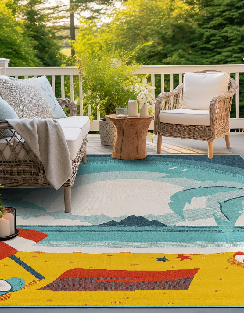 Seaside Haven Rugs Collection Area Rug -  Dockside Square Multi  lifestyle 27