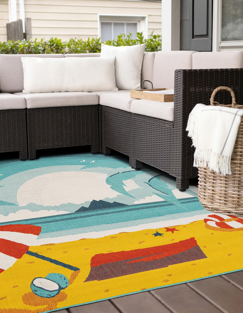 Seaside Haven Rugs Collection Area Rug -  Dockside Square Multi  lifestyle 33