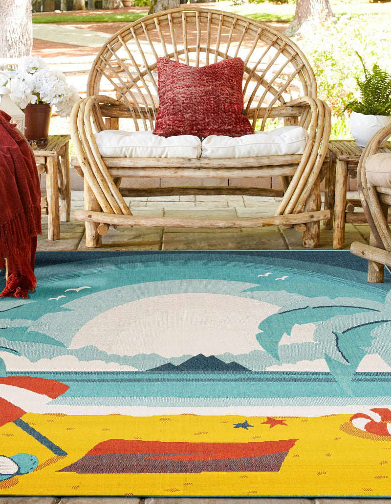 Seaside Haven Rugs Collection Area Rug -  Dockside Square Multi  lifestyle 36