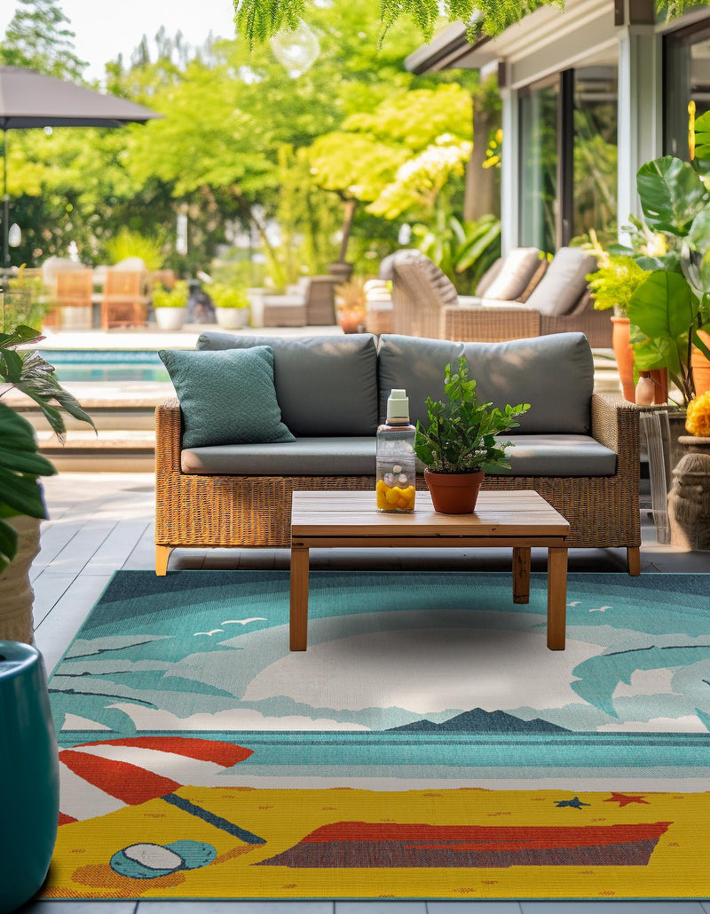 Seaside Haven Rugs Collection Area Rug -  Dockside Square Multi  lifestyle 42