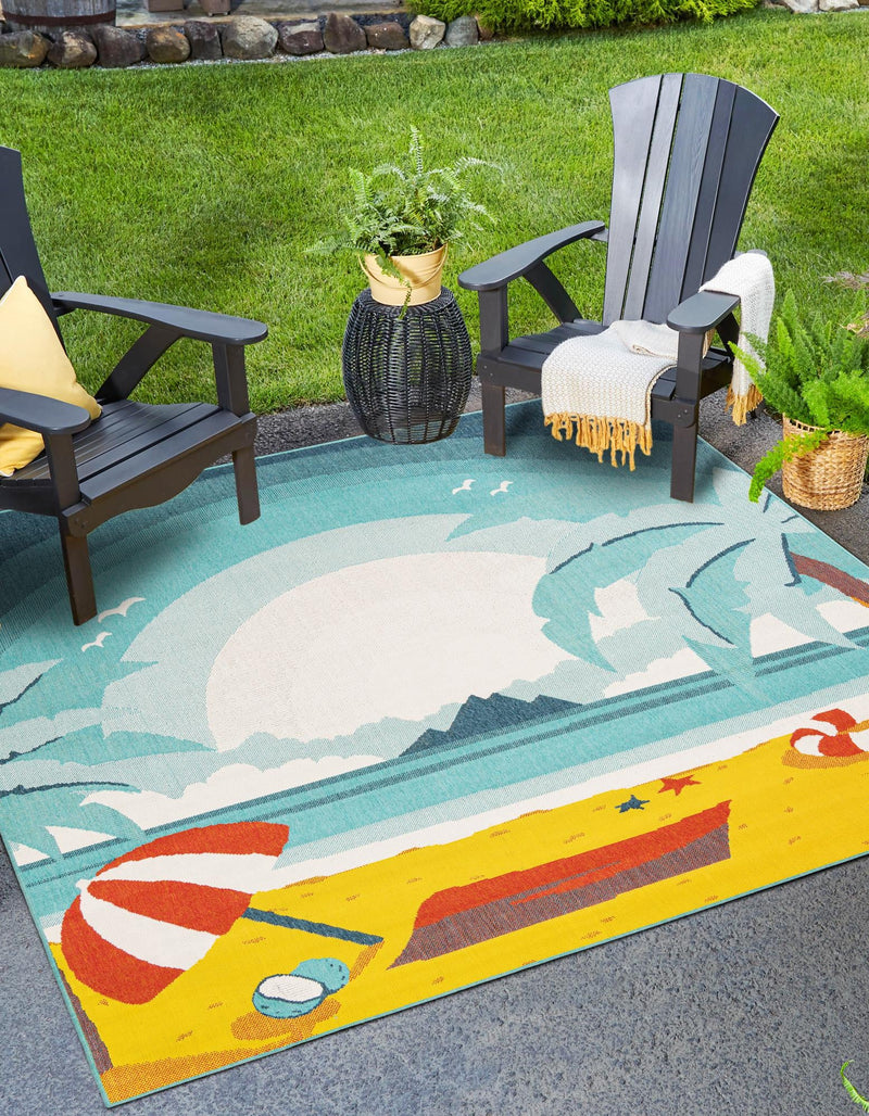 Seaside Haven Rugs Collection Area Rug -  Dockside Square Multi  lifestyle 48