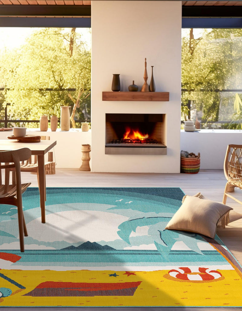 Seaside Haven Rugs Collection Area Rug -  Dockside Square Multi  lifestyle 51