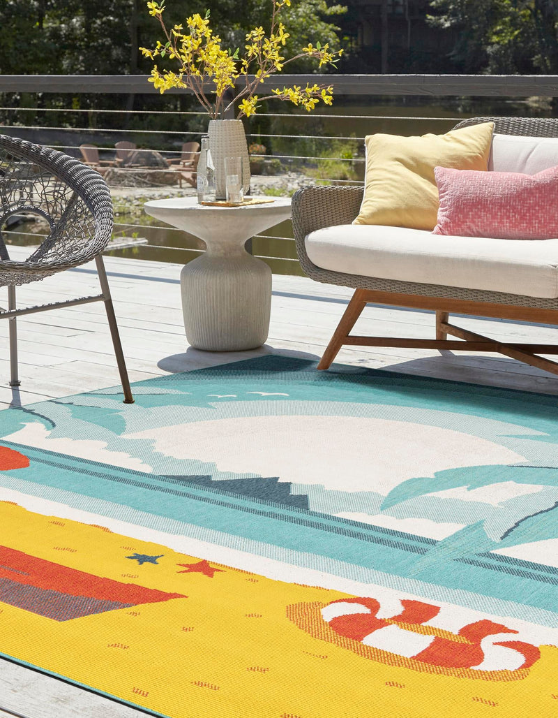 Seaside Haven Rugs Collection Area Rug -  Dockside Square Multi  lifestyle 54