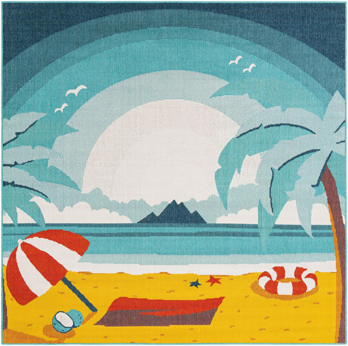 Seaside Haven Rugs Collection Area Rug -  Dockside Square Multi  lifestyle 24