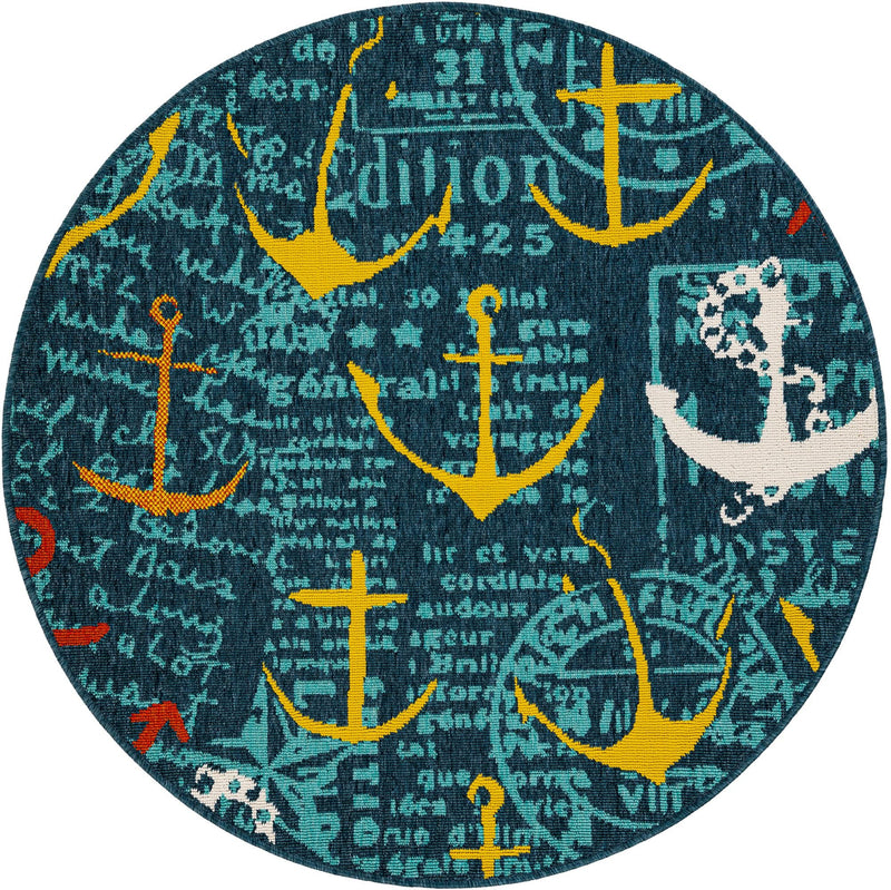 Seaside Haven Rugs Collection Area Rug -  Lighthouse Round Navy Blue  lifestyle 23