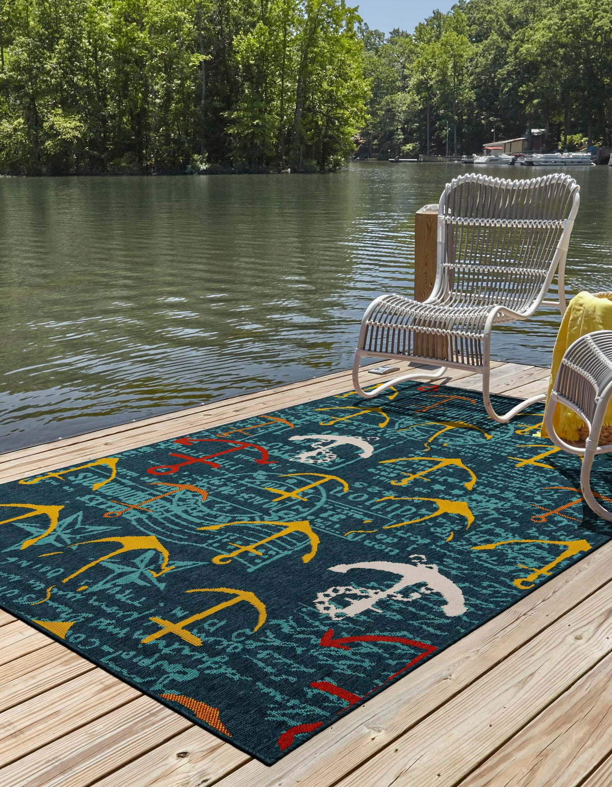 Seaside Haven Rugs Collection Area Rug -  Lighthouse Rectangle Navy Blue  lifestyle 2