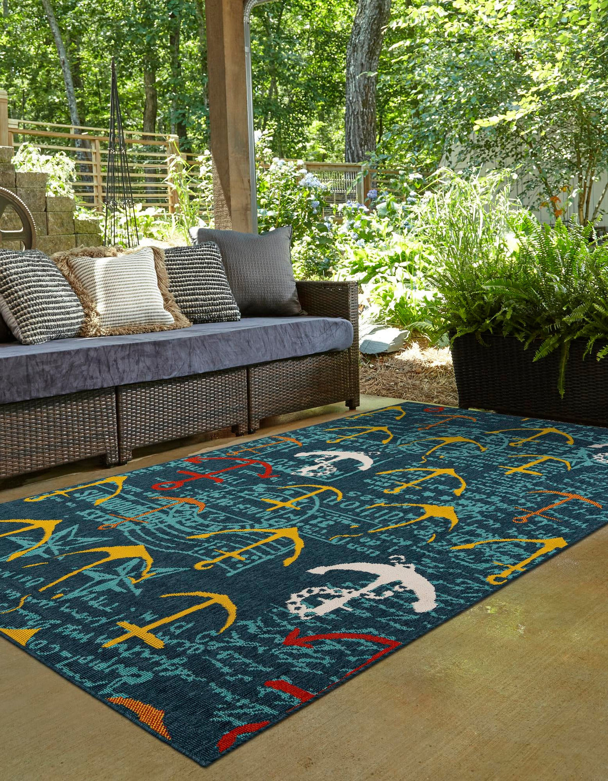 Seaside Haven Rugs Collection Area Rug -  Lighthouse Rectangle Navy Blue  lifestyle 4