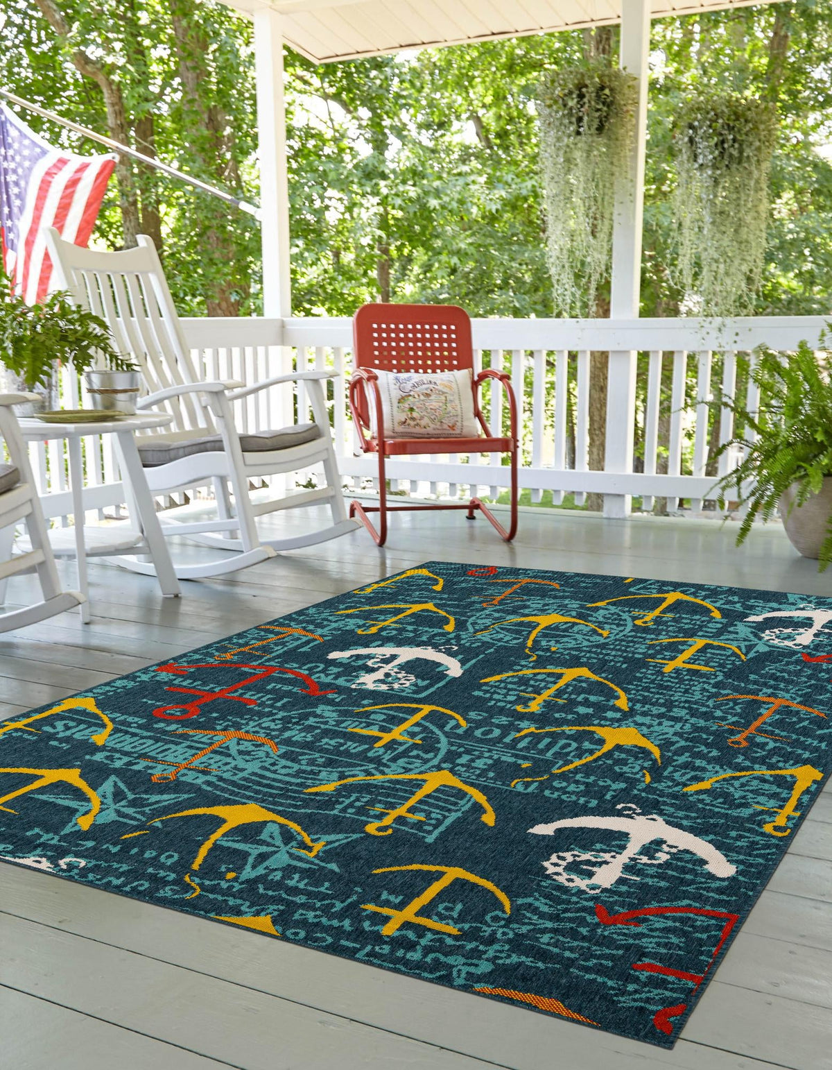 Seaside Haven Rugs Collection Area Rug -  Lighthouse Rectangle Navy Blue  lifestyle 6