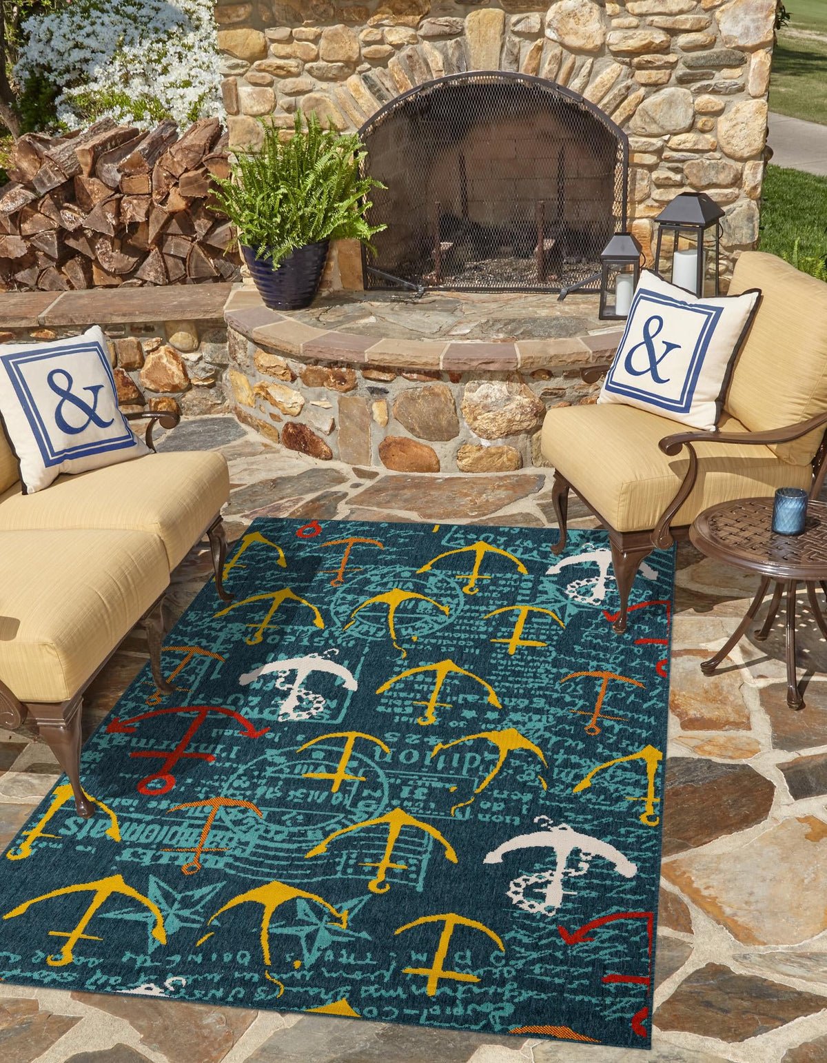 Seaside Haven Rugs Collection Area Rug -  Lighthouse Rectangle Navy Blue  lifestyle 7