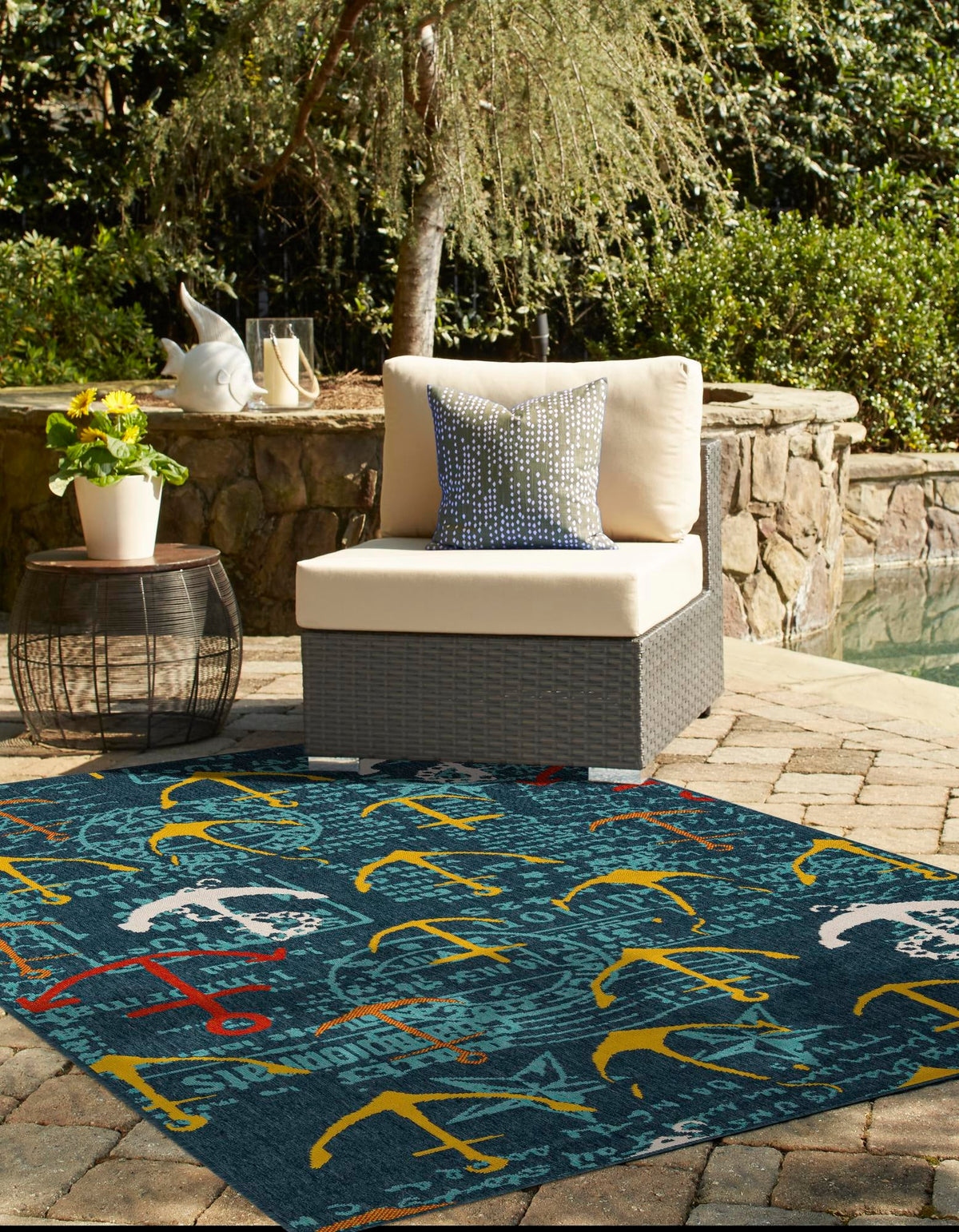 Seaside Haven Rugs Collection Area Rug -  Lighthouse Rectangle Navy Blue  lifestyle 8