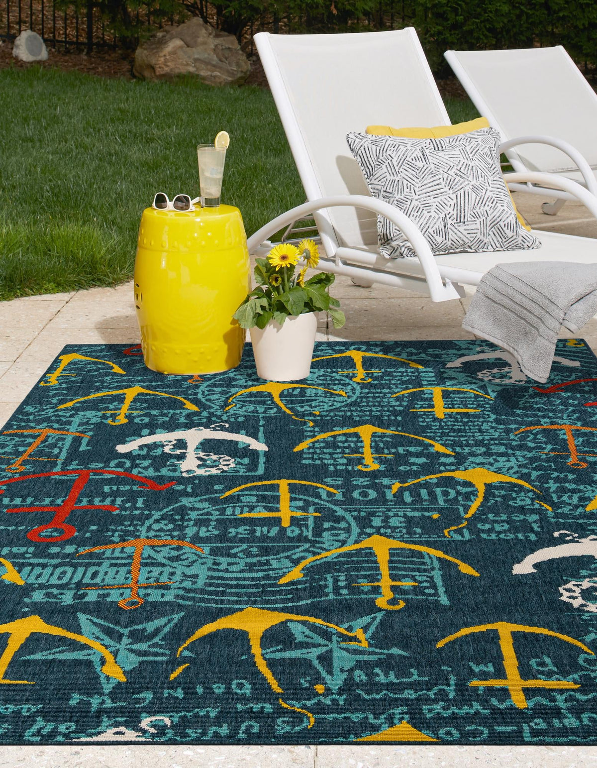 Seaside Haven Rugs Collection Area Rug -  Lighthouse Rectangle Navy Blue  lifestyle 11