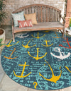 Seaside Haven Rugs Collection Area Rug -  Lighthouse Round Navy Blue  lifestyle 44