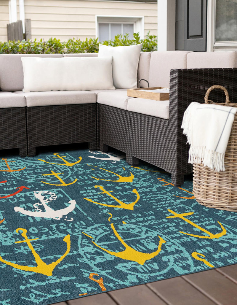 Seaside Haven Rugs Collection Area Rug -  Lighthouse Square Navy Blue  lifestyle 45