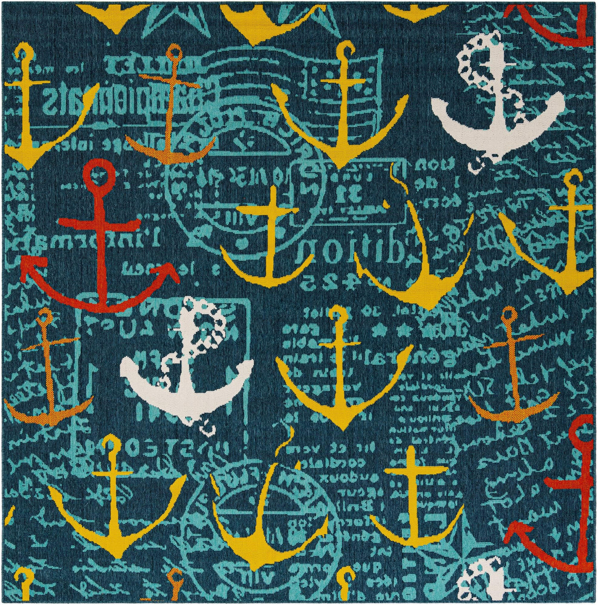 Seaside Haven Rugs Collection Area Rug -  Lighthouse Square Navy Blue  lifestyle 24