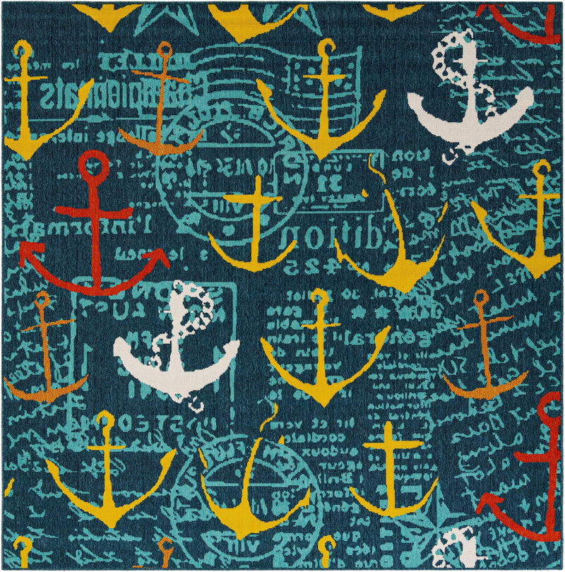 Seaside Haven Rugs Collection Area Rug -  Lighthouse Square Navy Blue  lifestyle 24