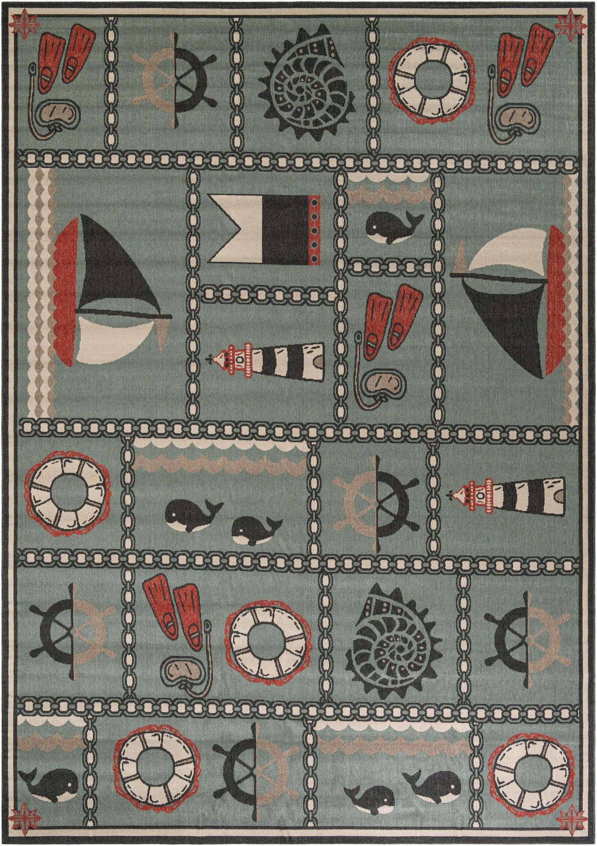 Seaside Haven Rugs Collection Area Rug -  Anchorage Rectangle Blue Main
