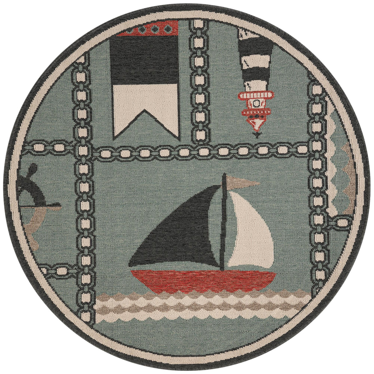 Seaside Haven Rugs Collection Area Rug -  Anchorage Round Blue  lifestyle 23