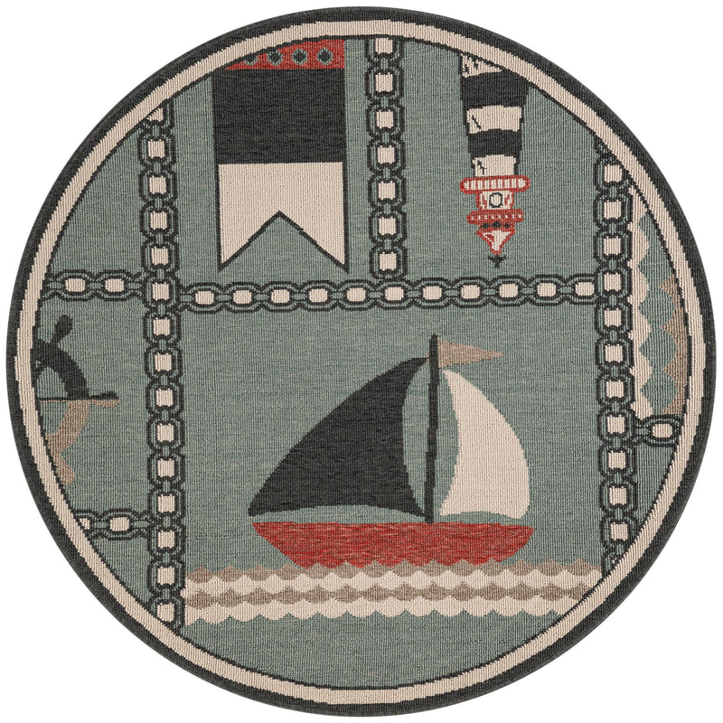 Seaside Haven Rugs Collection Area Rug -  Anchorage Round Blue  lifestyle 23