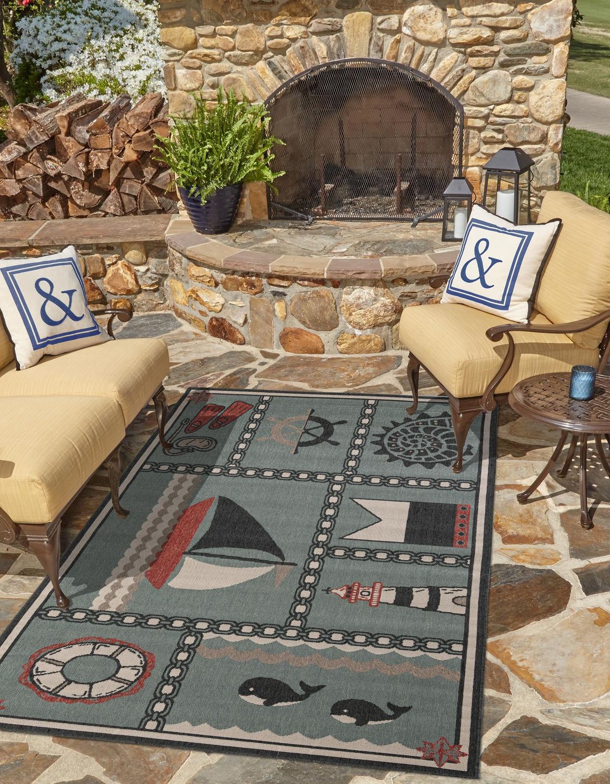 Seaside Haven Rugs Collection Area Rug -  Anchorage Rectangle Blue  lifestyle 2
