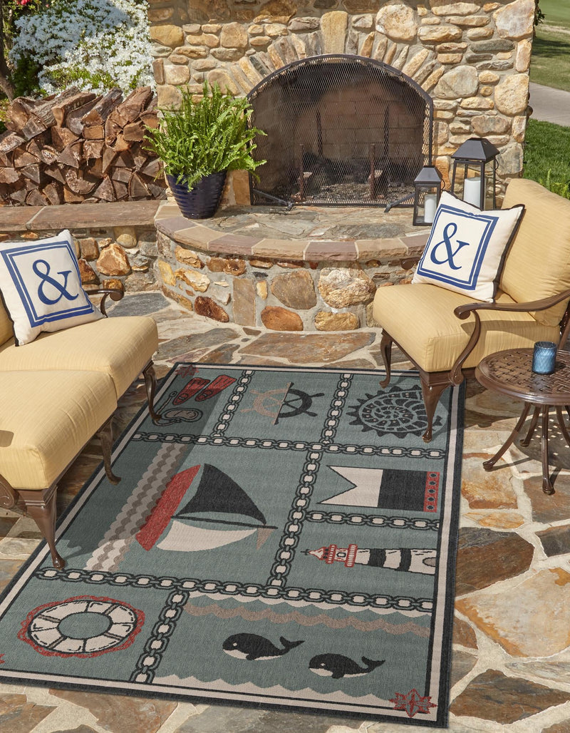 Seaside Haven Rugs Collection Area Rug -  Anchorage Rectangle Blue  lifestyle 2