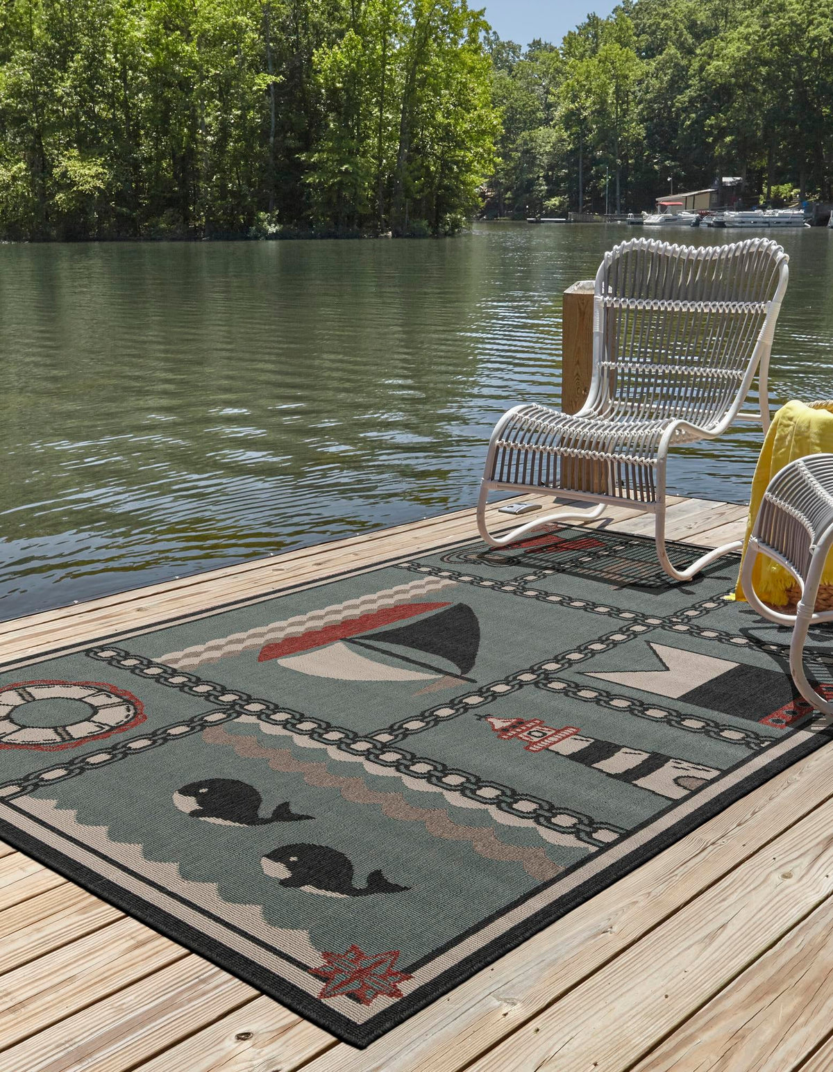 Seaside Haven Rugs Collection Area Rug -  Anchorage Rectangle Blue  lifestyle 3