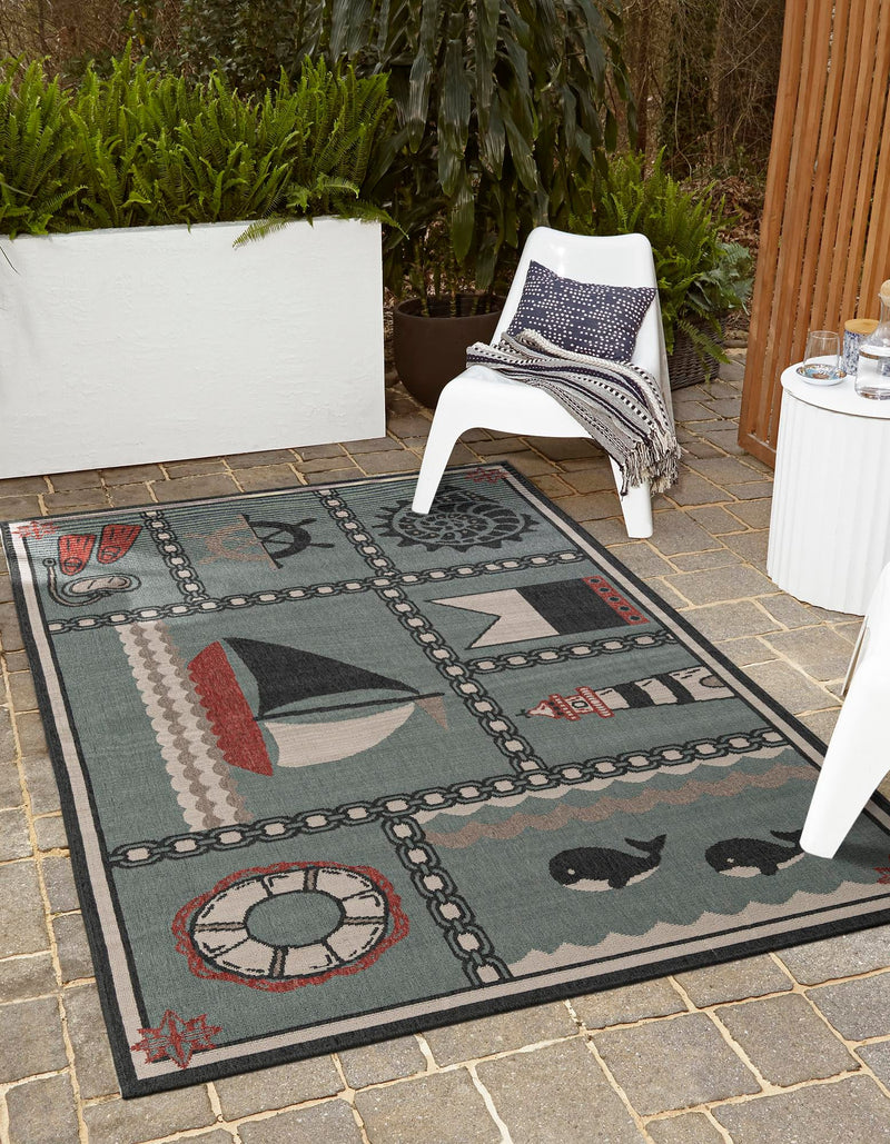 Seaside Haven Rugs Collection Area Rug -  Anchorage Rectangle Blue  lifestyle 6