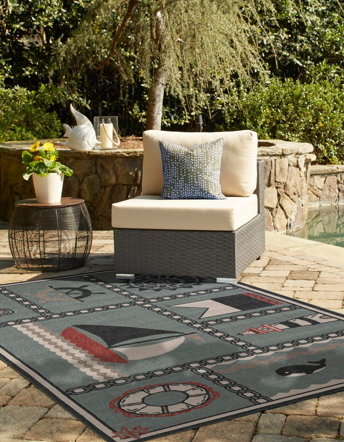 Seaside Haven Rugs Collection Area Rug -  Anchorage Rectangle Blue  lifestyle 8