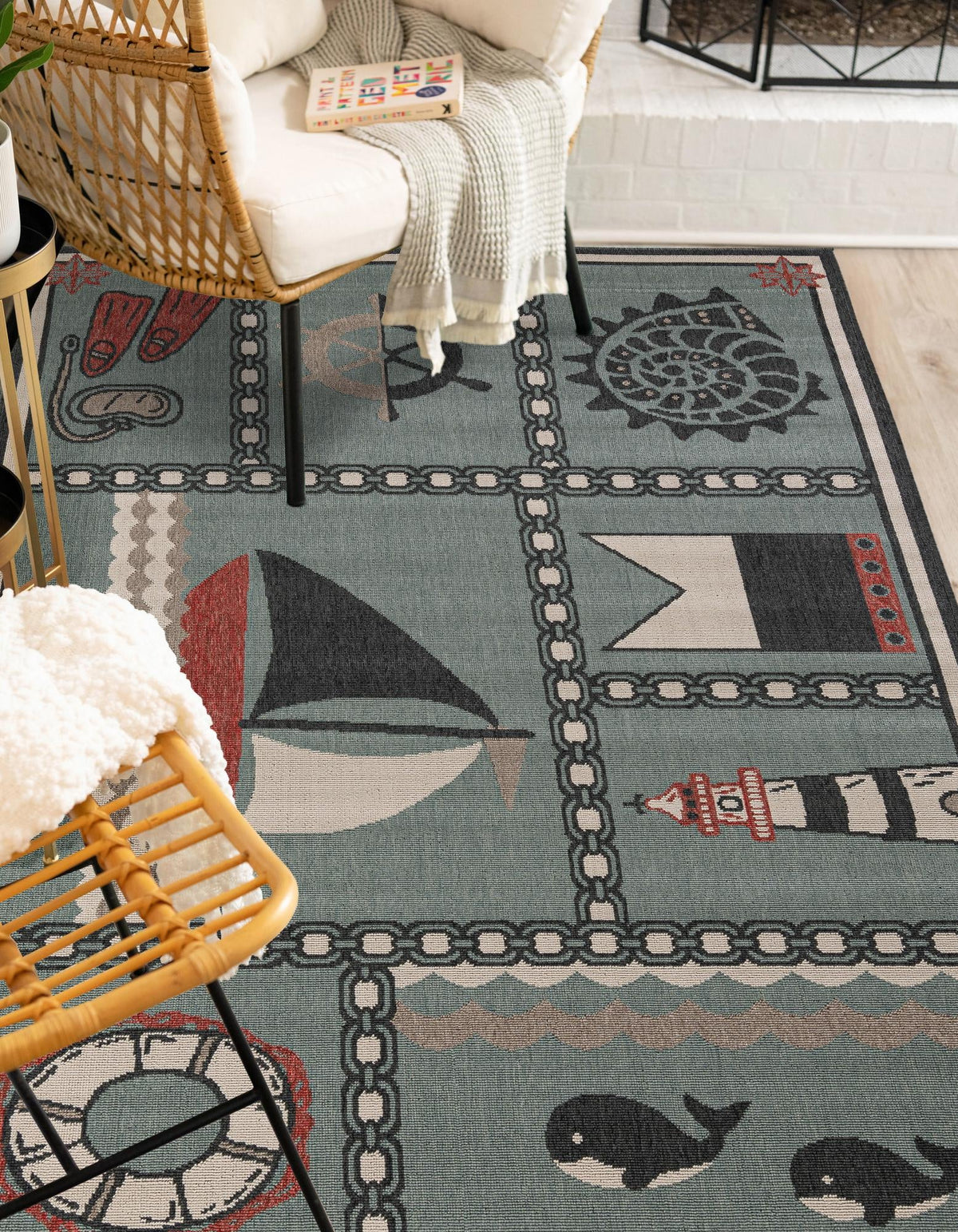 Seaside Haven Rugs Collection Area Rug -  Anchorage Rectangle Blue  lifestyle 9