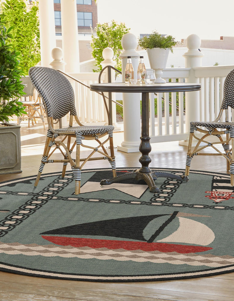 Seaside Haven Rugs Collection Area Rug -  Anchorage Round Blue  lifestyle 32